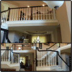 The beautiful work of Vivify Painting! The banister was originally all oak and now has white spindles and base and black handrail and bases. Definitely changes up the home! Call today for your free estimate!